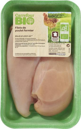 FID -Filets de poulet bio fermier jaune CARREFOUR BIO - la barquette de 300g
