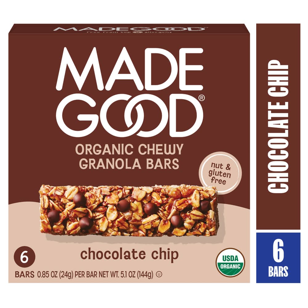 Made Good Nut & Gluten Free Organic Chewy Granola Bars, Chocolate Chip (6 x 0.85 oz)