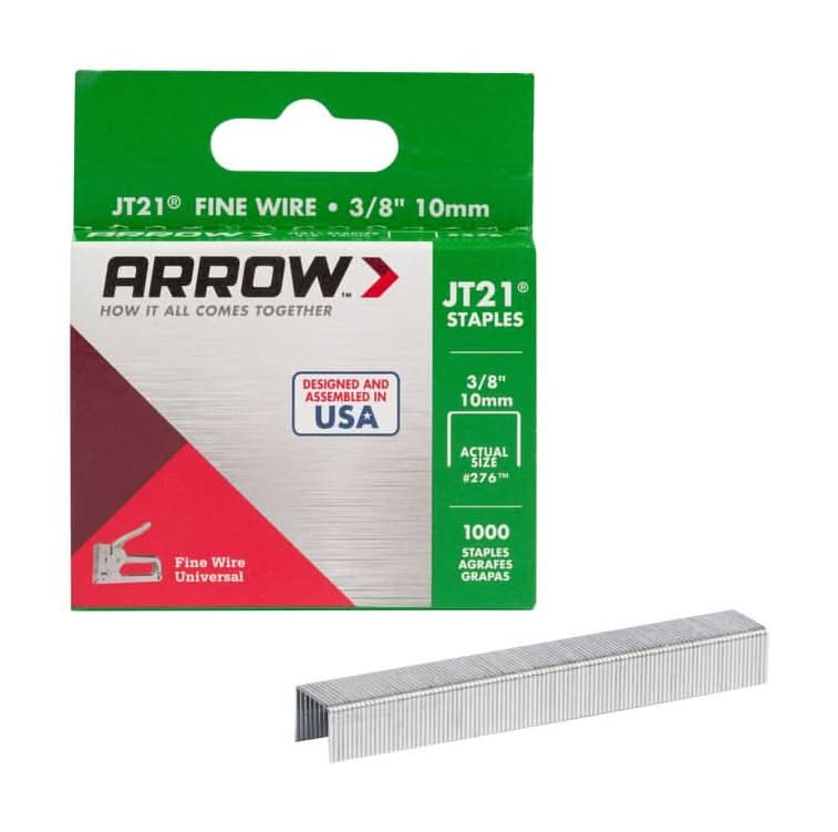 Arrow 3/8 In. Leg X 7/16 In. 276 Electro-Galvanized, Medium Crown, 22.5-Gauge, Standard Steel Staples (1,000-Pack)