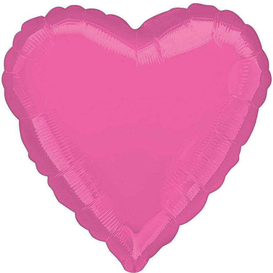 Uninflated Bubble Gum Pink Heart Foil Balloon, 17in