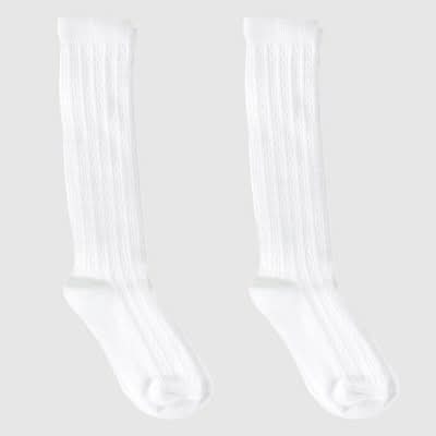 Cat & Jack Knee High Socks, M, White (2 ct)