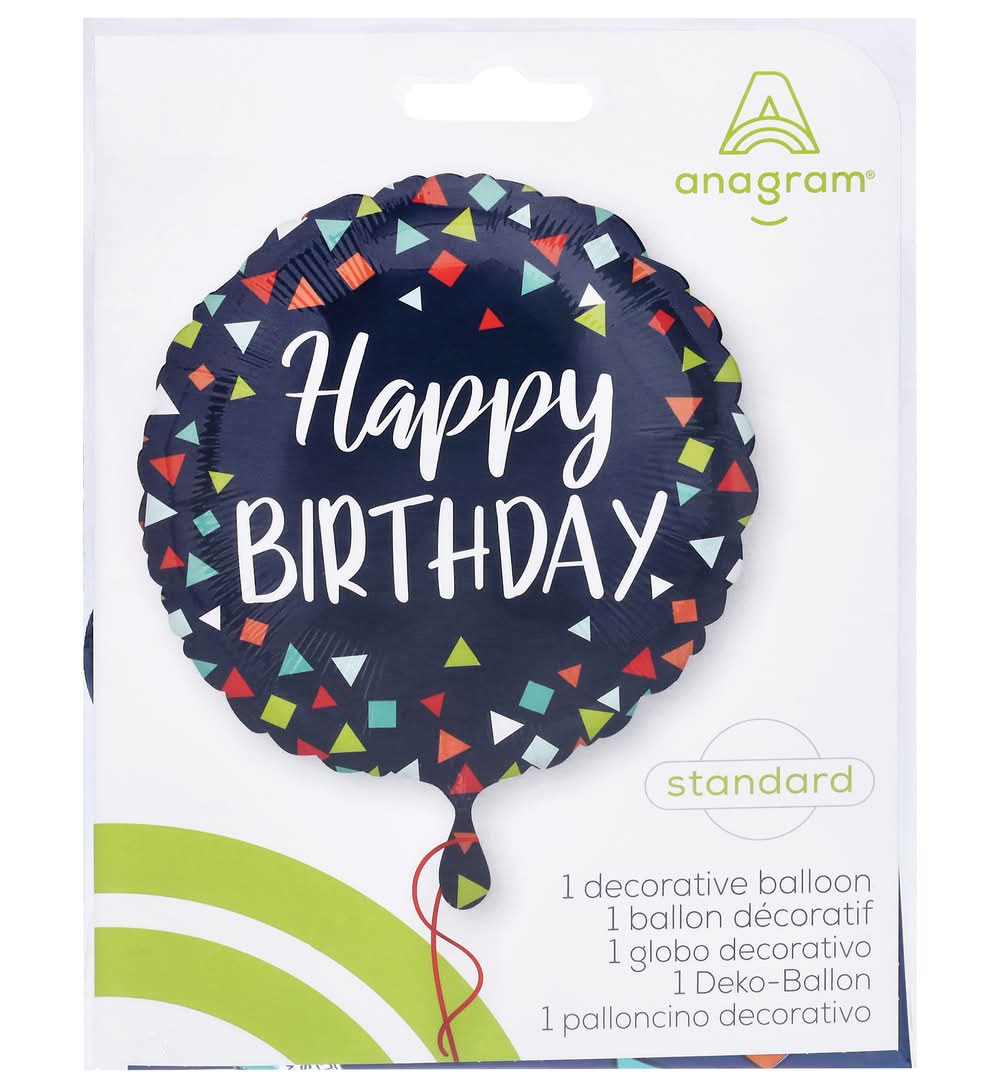 Anagram Standard Happy Birthday Decorative Balloon, 17 in, Assorted