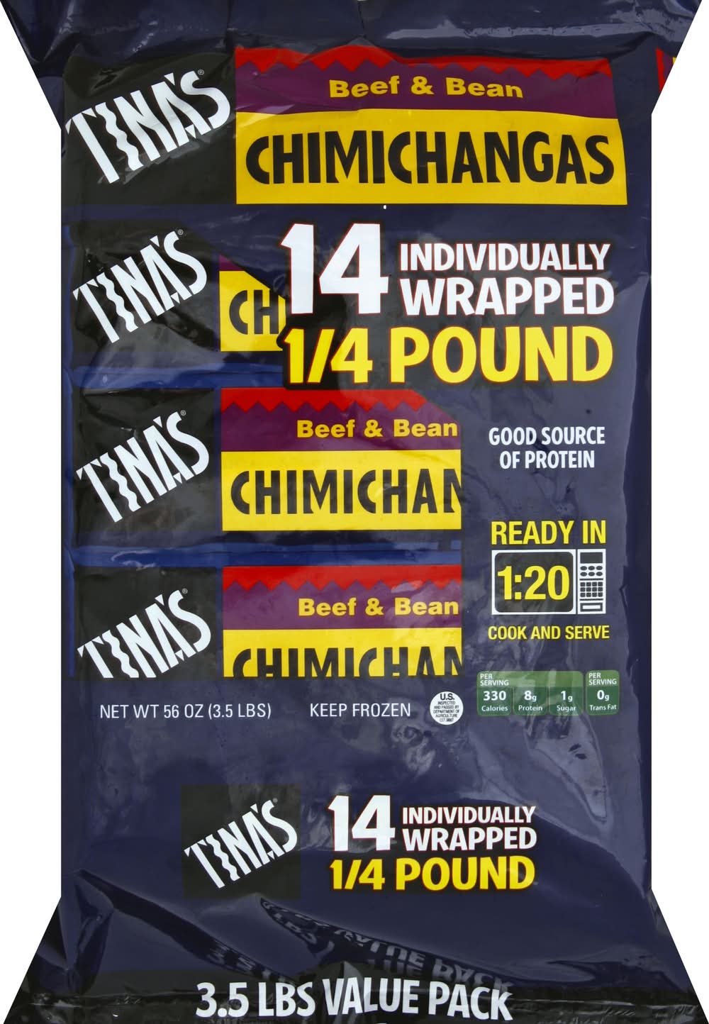 Tina's Beef and Bean Chimichangas (3.5 lbs)