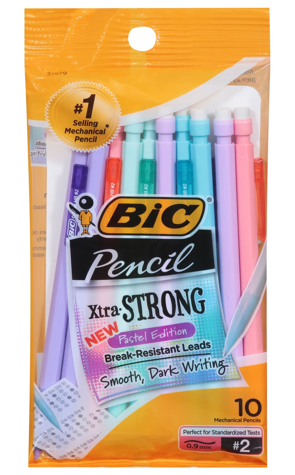 BiC Xtra Smooth Pastel Edition Pencils With Erasers, 0.9 mm, Assorted (6.7 oz, 10 ct)