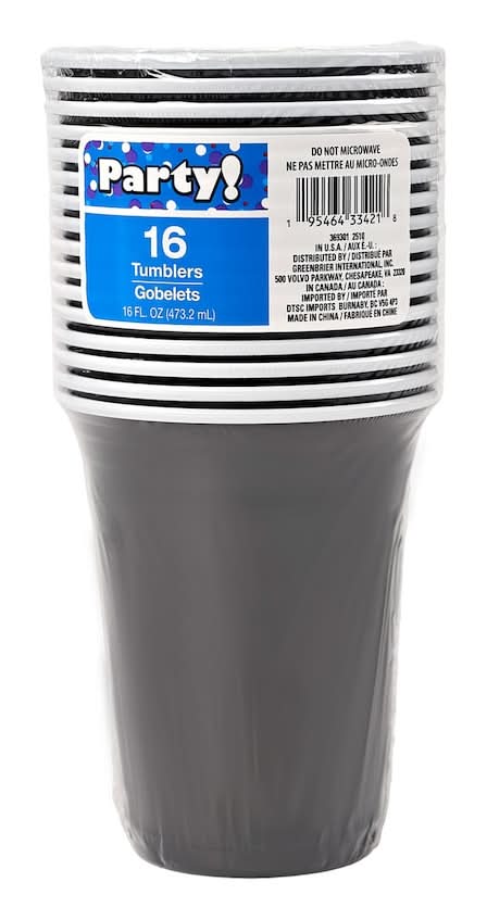 Party! Paper Tumbler Cups 16 fl oz, Black (16 ct)