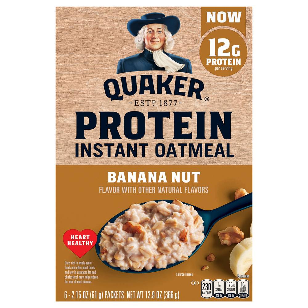 Quaker Protein Instant Oatmeal, Banana-Nut (2.15 oz, 6 ct)