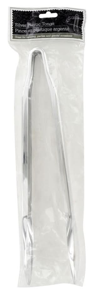 Caterer's Corner Plastic Serving Tongs, Silver