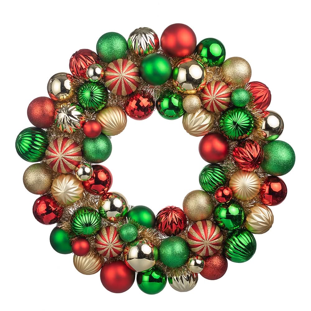 Holiday Living 24-in Indoor (non powered) Red/Green/Gold Artificial Christmas Wreath