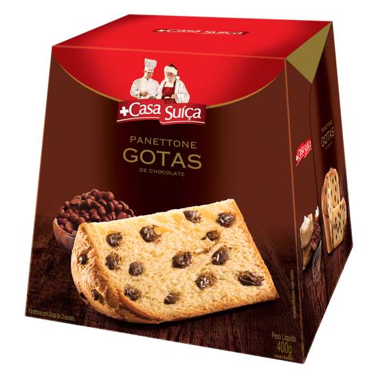 Casa suíça panetone com gotas de chocolate (400 g)