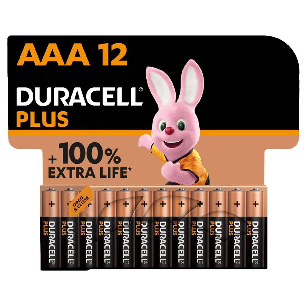 Duracell Plus AAA Alkaline Batteries, LR03 - Pack of 12