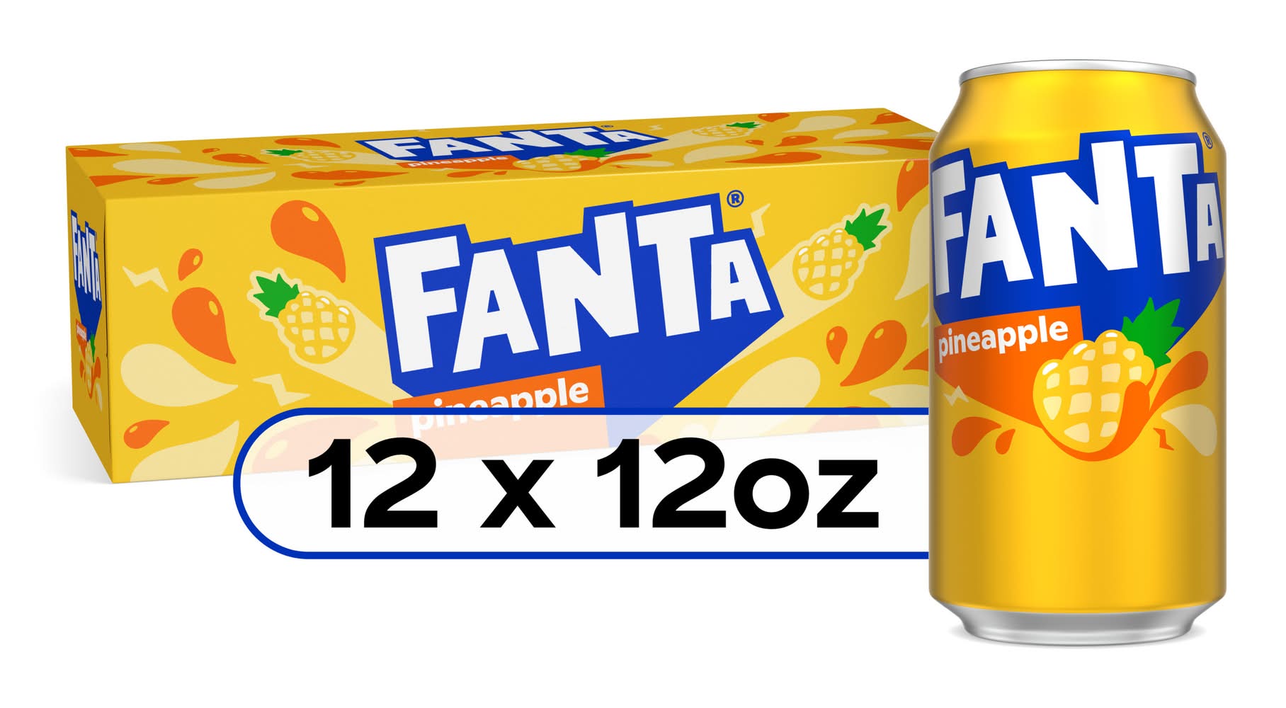 Fanta Flavored Soda, Pineapple (12 x 12 fl oz)