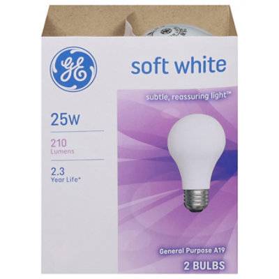 General Electric 25W Soft White Light A19 Bulbs