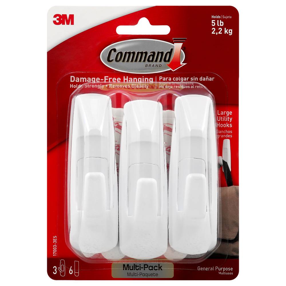 Command Damage-Free Hanging Large Hooks & Adhesives (3 ct)