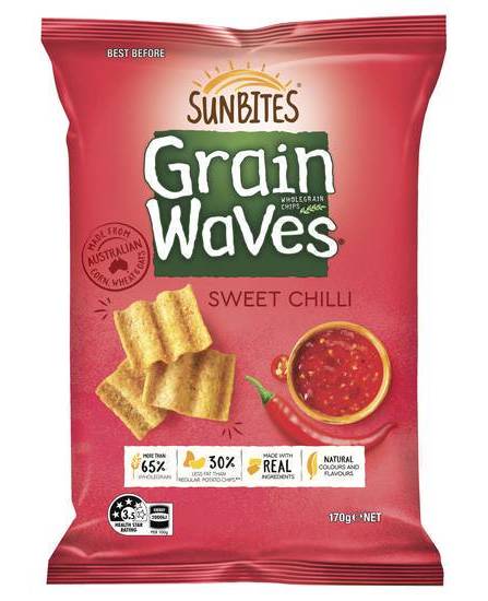 Sunbites Grain Waves Wholegrain Chips, Sweet Chilli (170g)