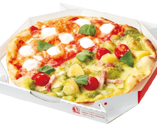 ピッツァ・ハーフ＆ハーフ　プレミアムマルゲリータ＆ジェノベーゼ　Pizza Half-and-Half Premium Margherita&Pesto Genovese