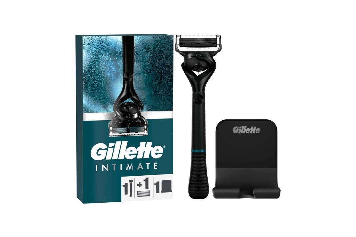 Gillette Intimate Razor for Men, Designed For Pubic Hair, 1 Razor Handle, 1 Razor Blade Refill