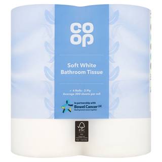 Co Op Soft White Bathroom Tissue 4 Rolls 2-Ply
