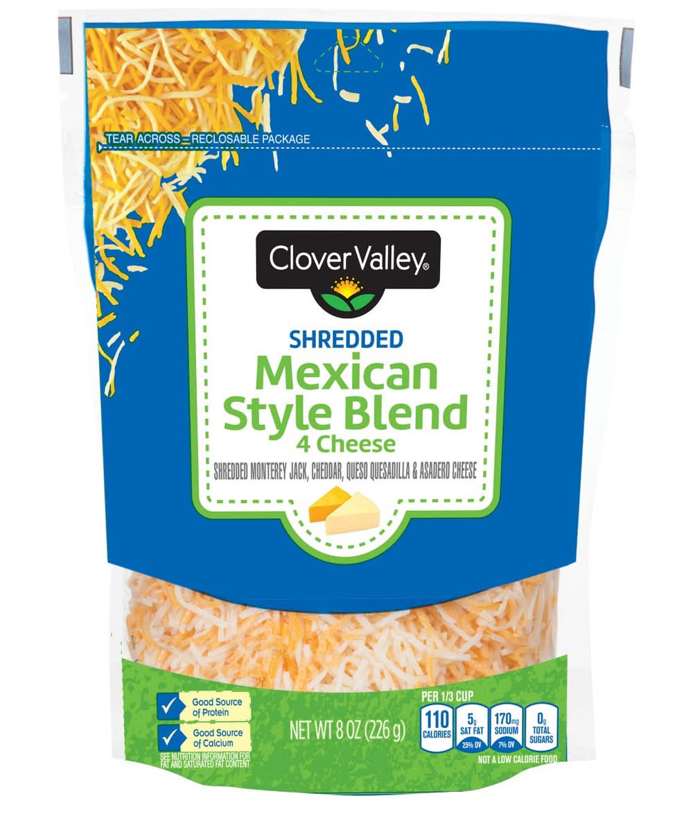 Clover Valley Fancy Shredded Mexican Style Blend 4 Cheese (8 oz)