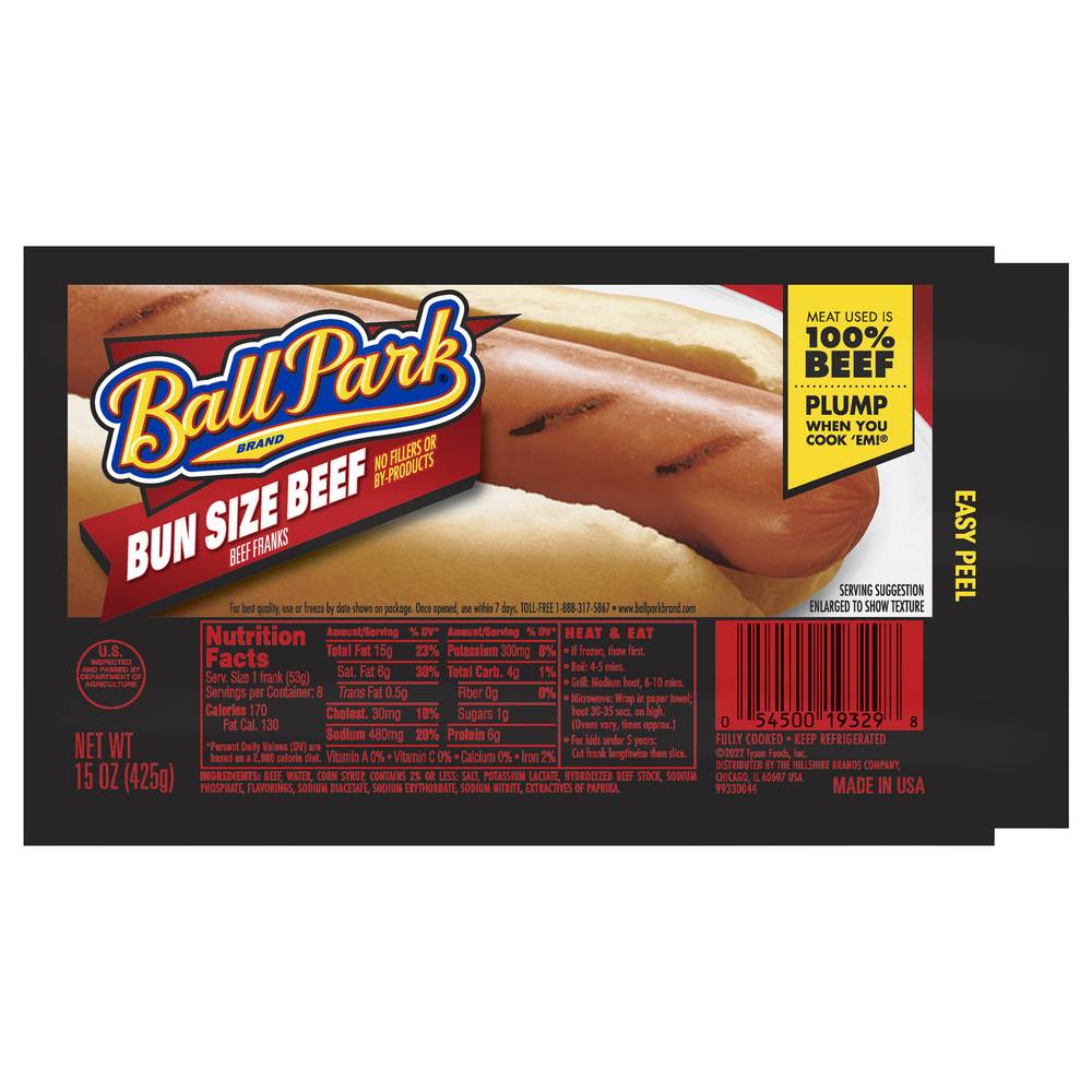 Ball Park Beef Hot Dog Franks (15 oz)