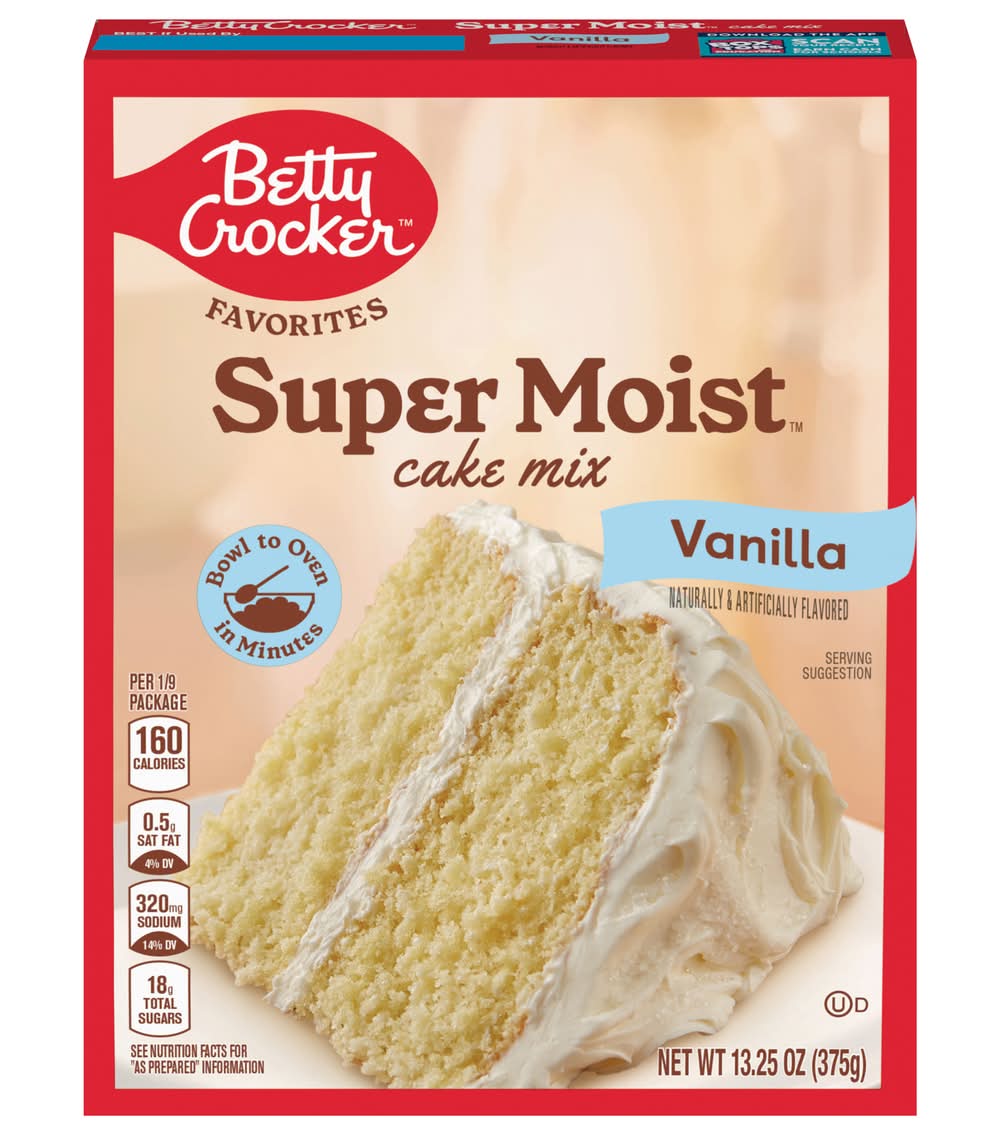 Betty Crocker Supermoist Cake Mix, Vanilla (13.25 oz)