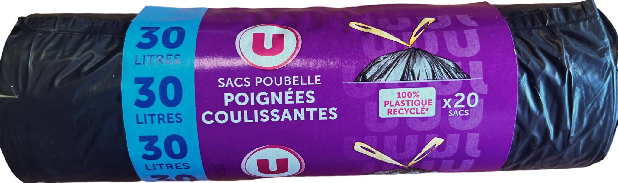 Produit U - U sacs poubelle poignées coulissants (20 x 30l)