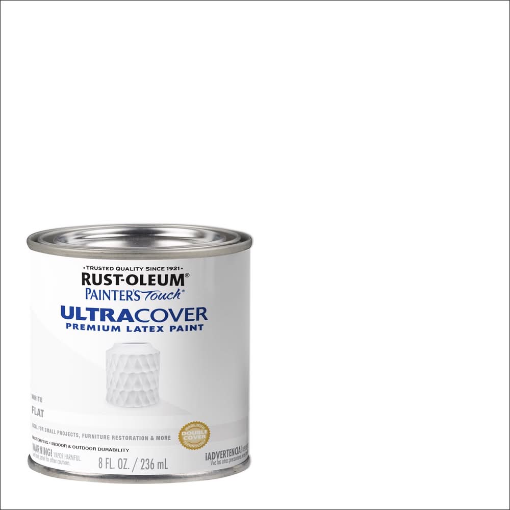 Rust-Oleum Painters Flat White Water-Based Ultra Cover Paint Exterior And Interior 0.5 Pt