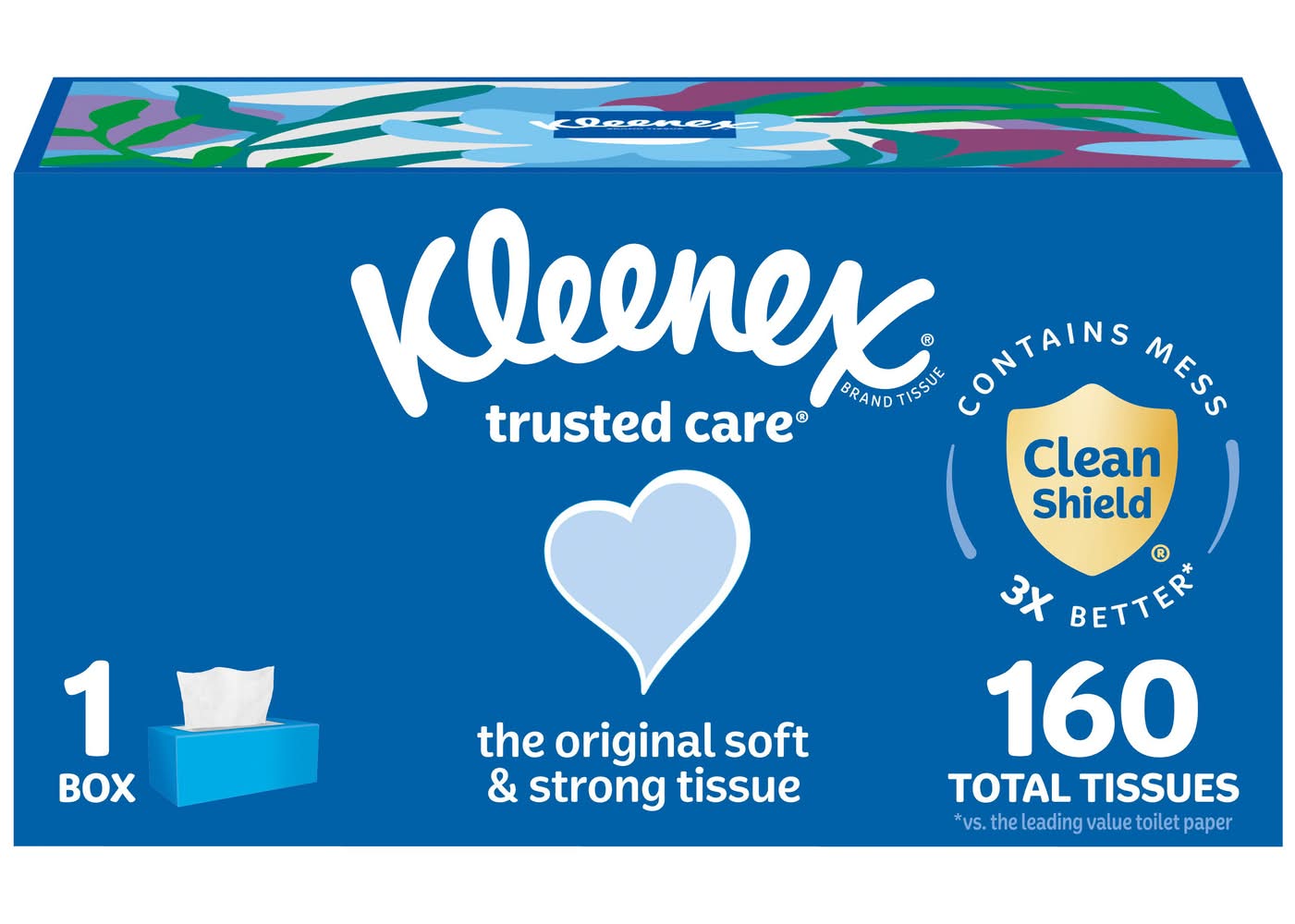 Kleenex Trusted Care Facial Tissues, 8.2x8.4 in (160 ct)
