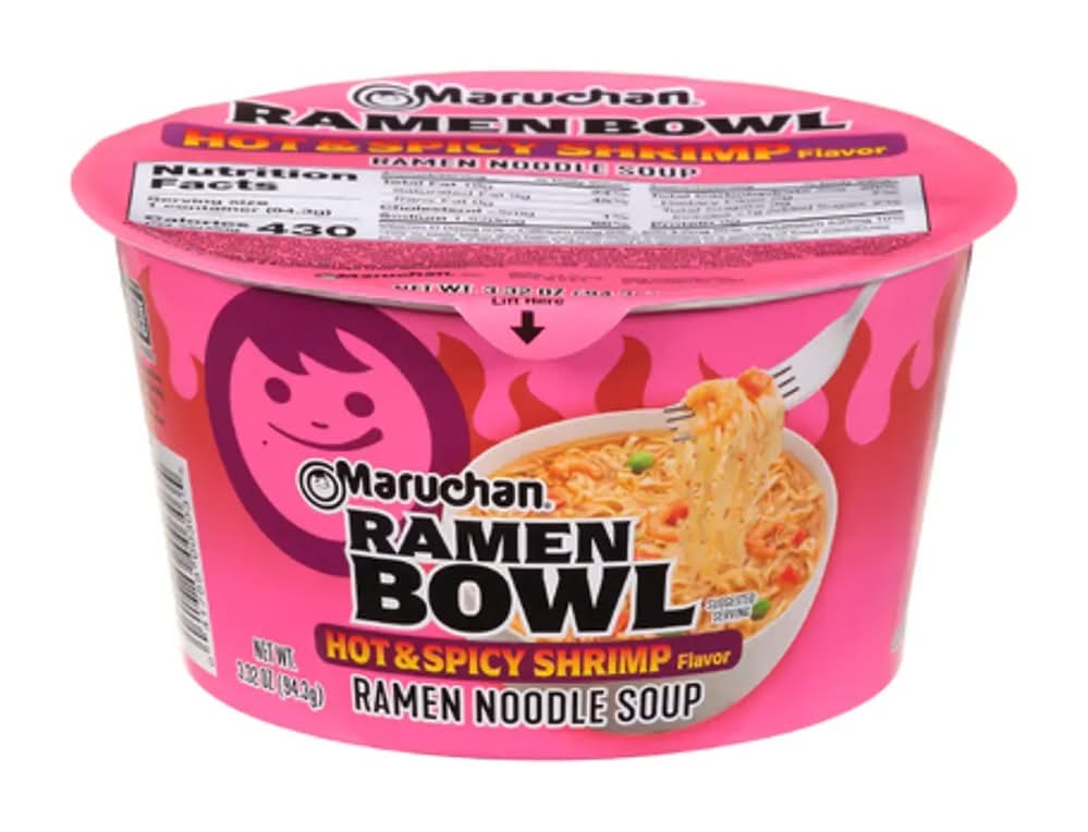Maruchan Ramen Noodles Bowl Hot Spicy Shrimp Vegetables