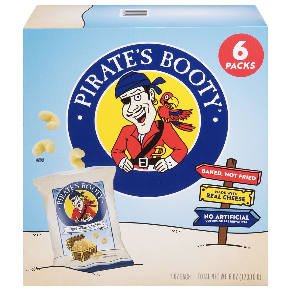 Pirate's Booty Aged White Cheddar Puffs, Aged White Cheddar (6 oz, 6 ct)