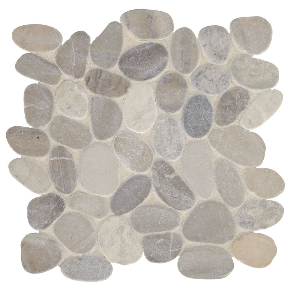 American Olean Delfino Stone Bali Gray Blend 12-in x 12-in Unglazed Natural Mixed Pebble Mosaic Floor and Wall Tile ( 1.0-sq ft Piece )