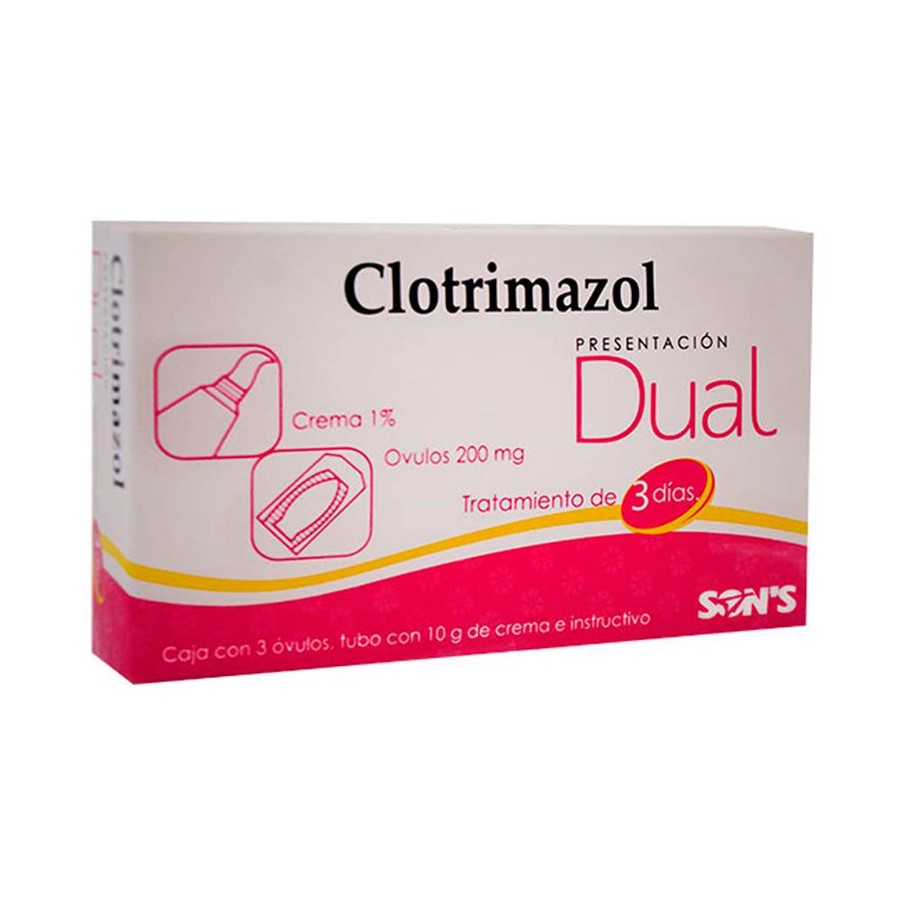 Son's clotrimazol dual óvulos 200 mg (4 piezas)