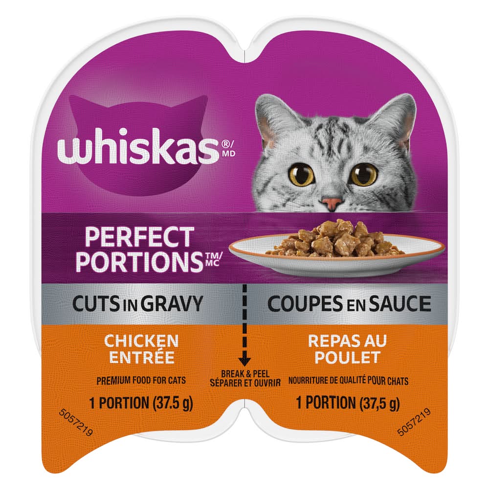 Whiskas Perfect Portions Cuts in Gravy Wet Cat Food, Chicken (37.5 g, 2 ct)