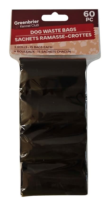 Greenbrier Kennel Club Dog Waste Poop Bags, Black (60 ct)