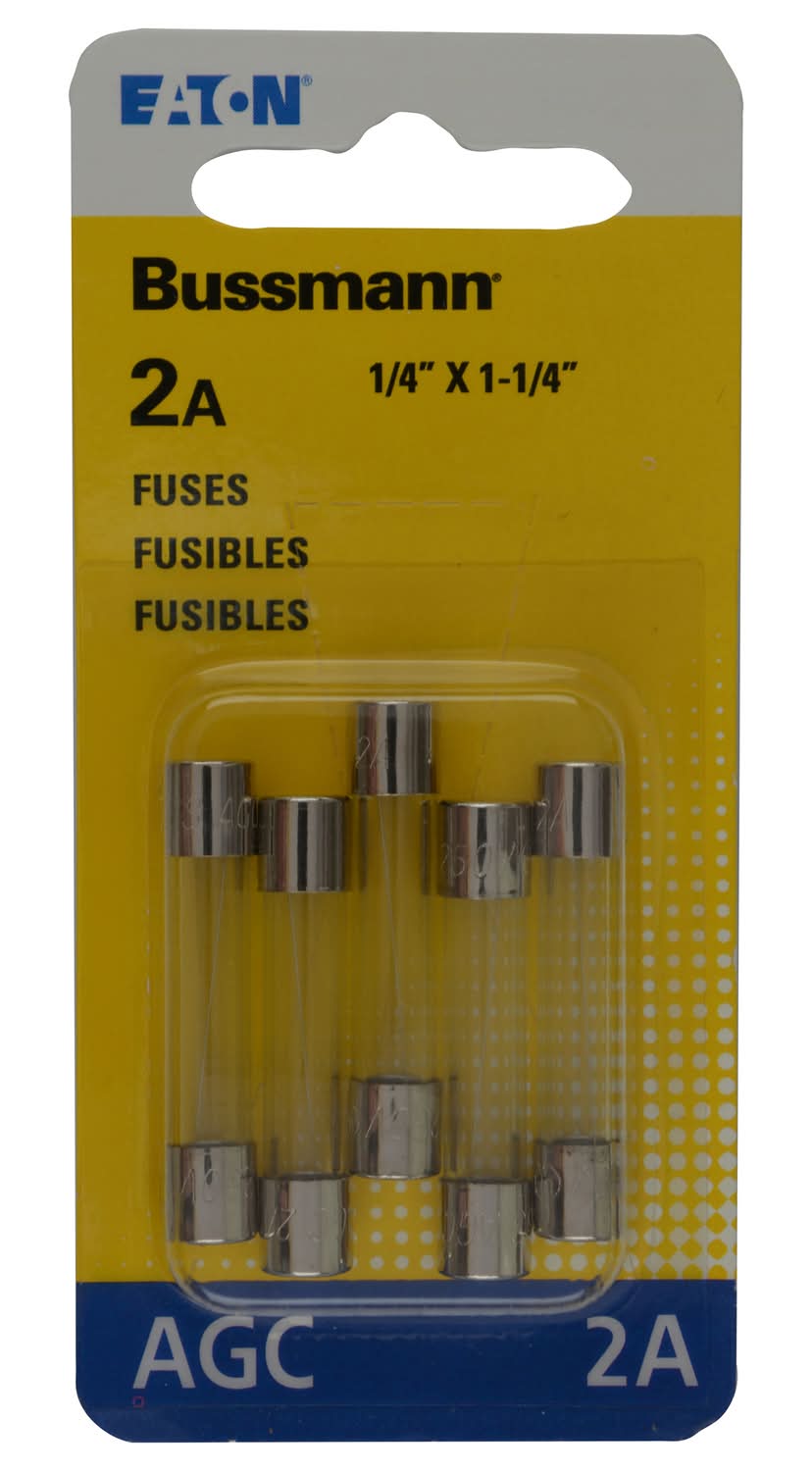 Bussmann 2 Amps Agc Clear Glass Tube Fuse 5 Pk