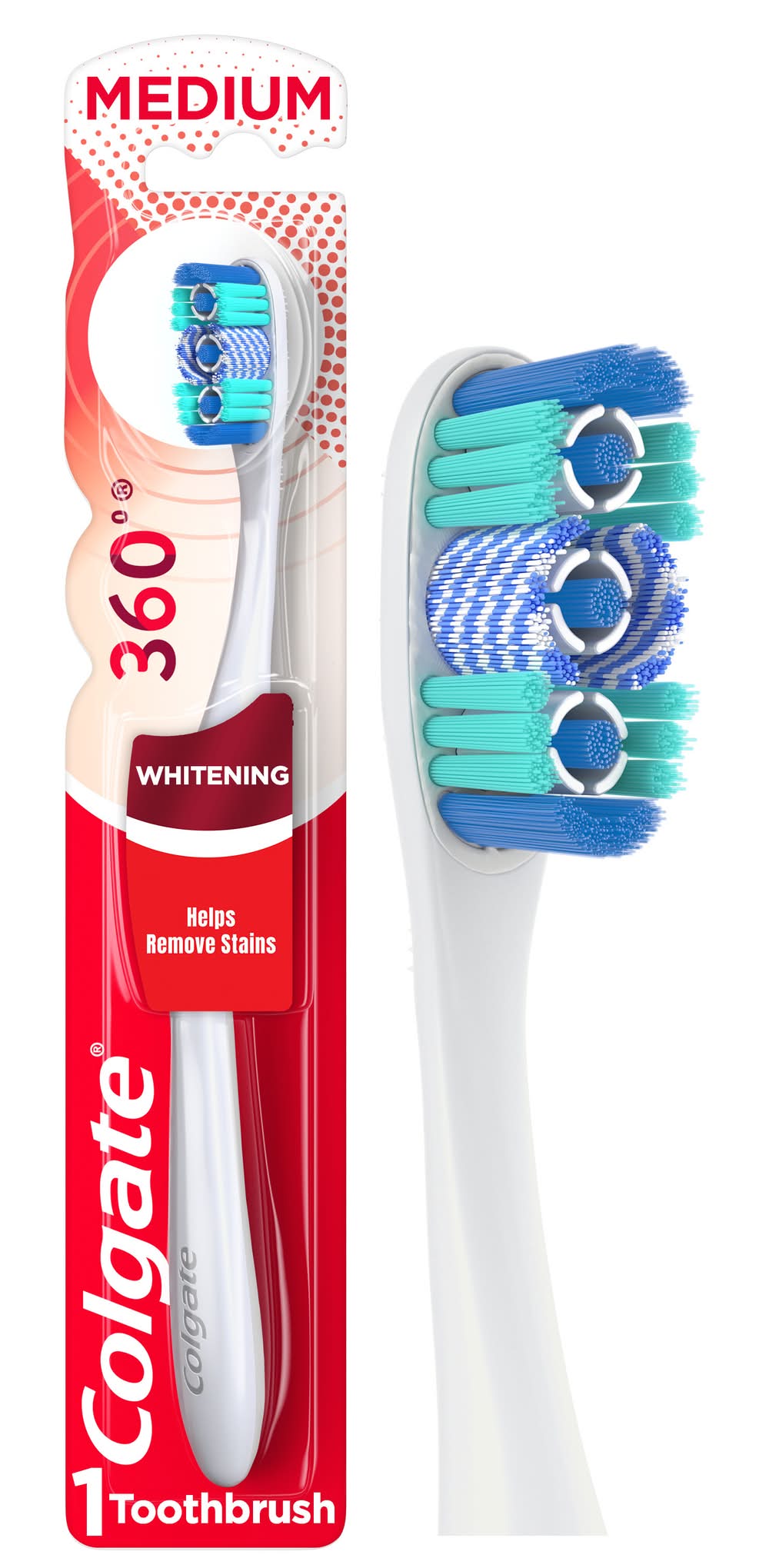 Colgate 360 Medium Optic Toothbrush, White (1.6 oz)