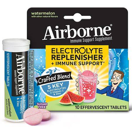 Airborne Electrolyte Replenisher + Immune Support Effervescent Tablets (watermelon)