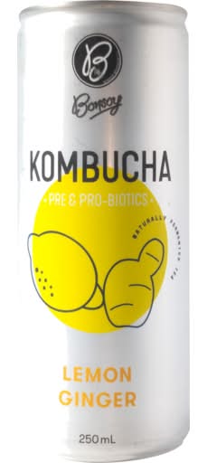 Bonsoy Kombucha Can, Lemon-Ginger (250mL)