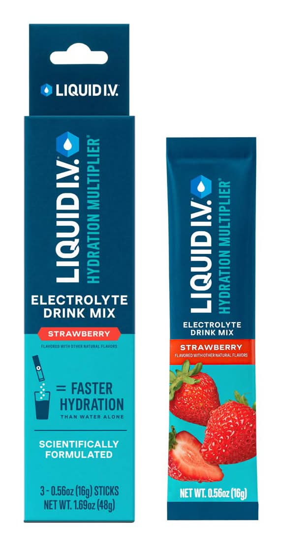 Liquid I.V. Hydration Multiplier Electrolyte Drink Mix Strawberry 0.56 Oz Sticks 3 Ct