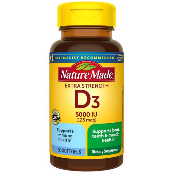 Nature Made Extra Strength Vitamin D 125 mcg (5000 IU) Softgels, 90 CT