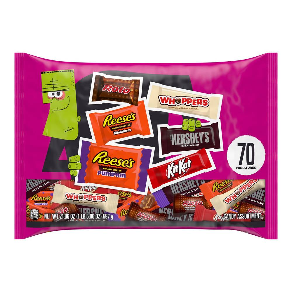 Hershey, Assorted Chocolate Flavored, Halloween Candy Variety Bag, 70 Ct, 21.06 Oz