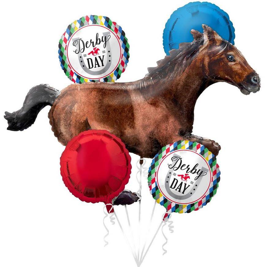 Uninflated Derby Day Foil Balloon Bouquet, 5pc