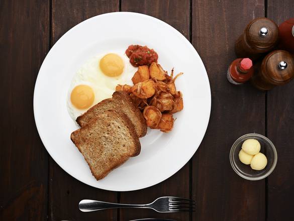 2 Eggs with toast and chips or home fries