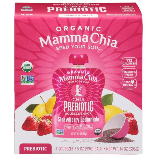 Mamma Chia Organic Prebiotic Squeeze Snack (4 ct) (strawberry lemonade)