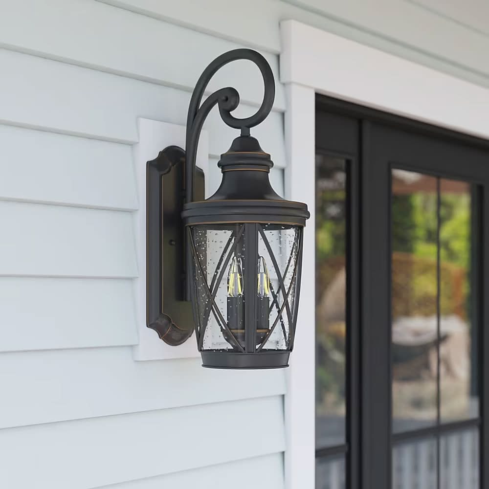 allen + roth Castine 3 -Light 23.75-in H Oil-rubbed Bronze Hardwired Outdoor Wall Light