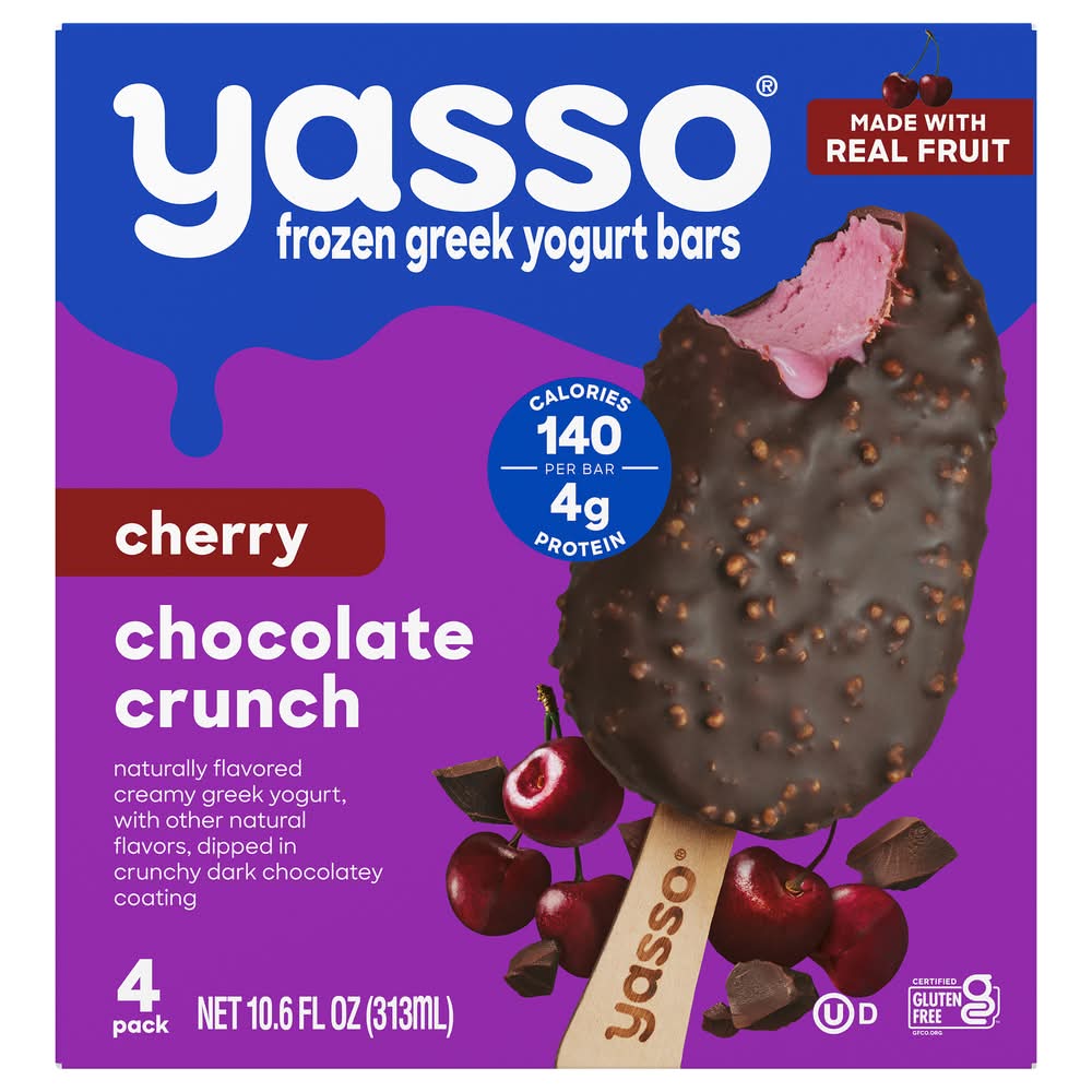 Yasso Frozen Greek Yogurt Bars, Cherry-Chocolate Crunch (10.6 fl oz, 4 ct)