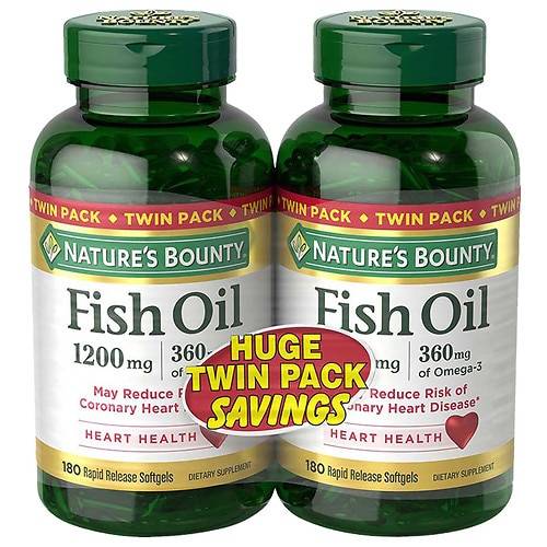 Nature's Bounty Fish Oil 1200 mg Rapid Release Liquid Softgels Twinpack - 180.0 ea x 2 pack