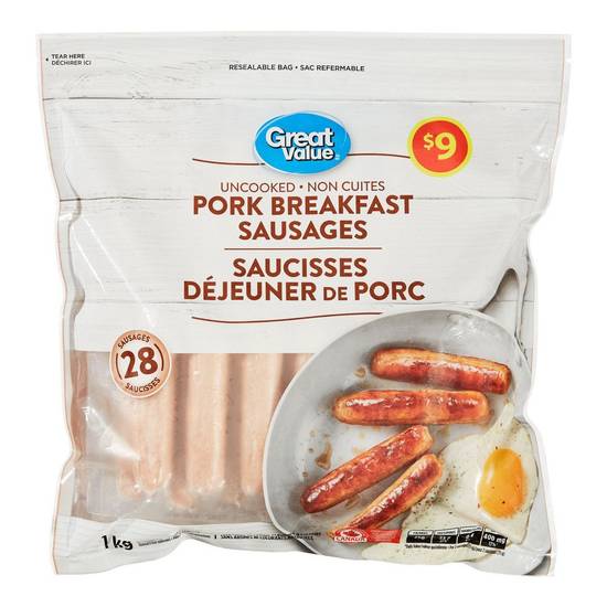 Great Value Pork Breakfast Sausages (1 kg)