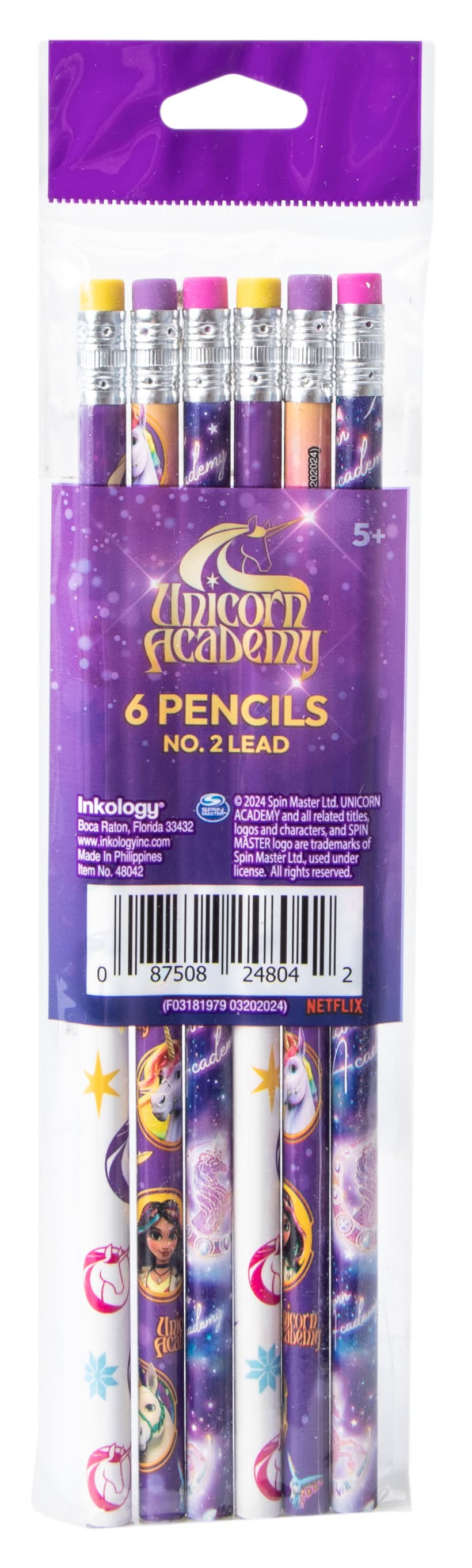 Branded Character No. 2 Lead Pencils 6-Count Unicorn Academy