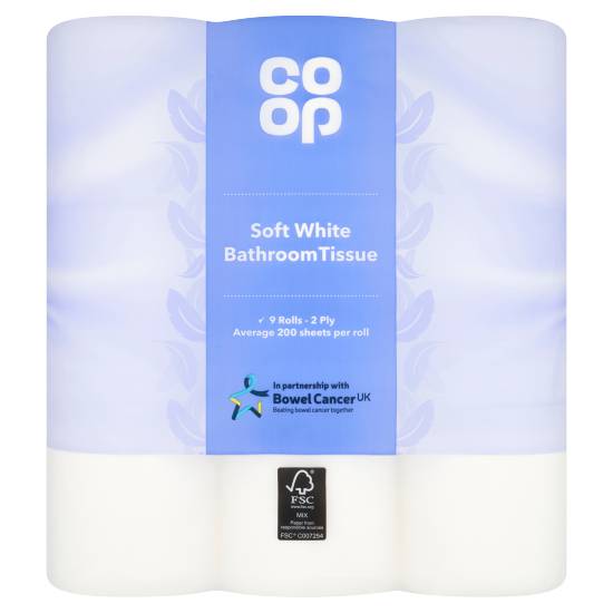 Co-Op Soft White Bathroom Tissue 9 Rolls 2-ply