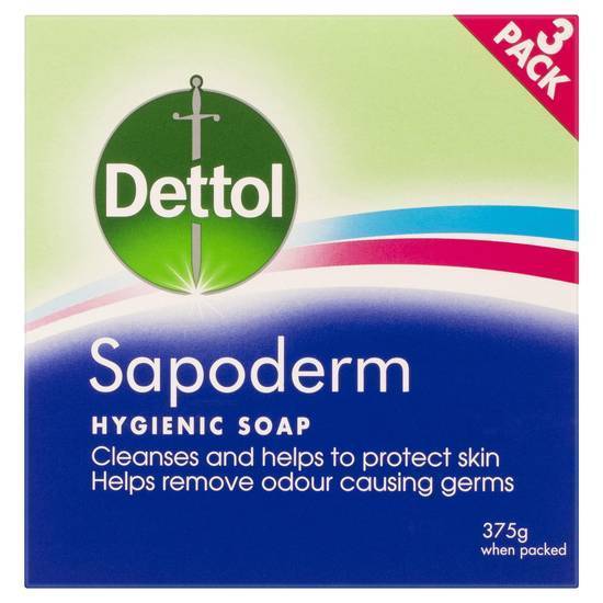 Dettol Sapoderm Hygienic Bar Soap Cleanser For Oily Skin (3 Pack)
